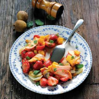 Compotée de fruits minutes à l'huile d'olive et à la menthe