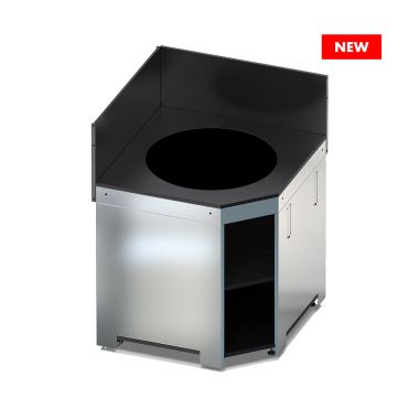 MODULO - Meuble Angle Kamado M & L Noir et inox