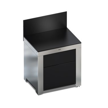 MODULO Plan de travail 2 tiroirs-Noir et inox